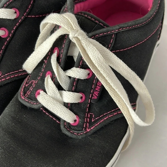 VANS Missy Girls Canvas Sneakers Black Pink Lace  Up Low Top Padded Tongue 4 - Picture 7 of 11